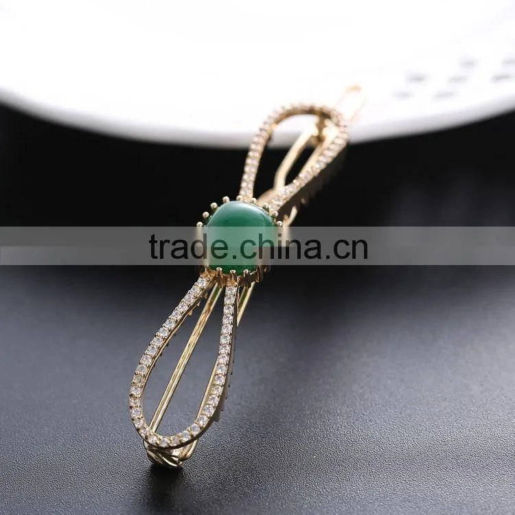 Neoglory Accessories Beautiful Green and Blue Zircon Crystal Vertical Clip Hair Pin