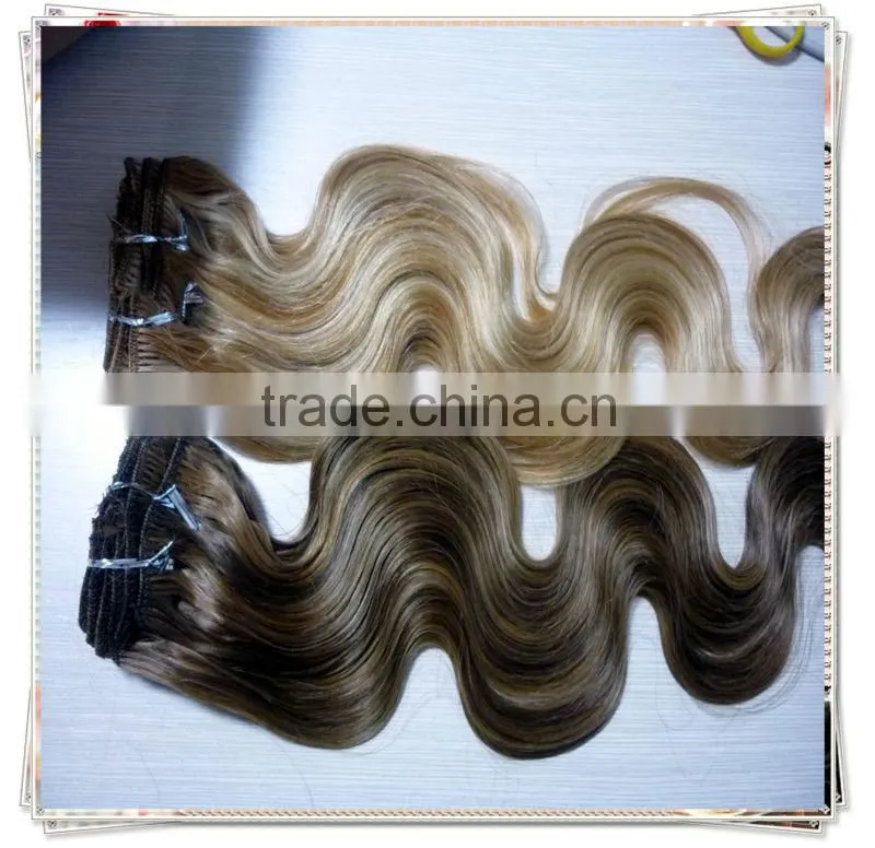 top quality double drawn blonde clip in peruvian hair extension