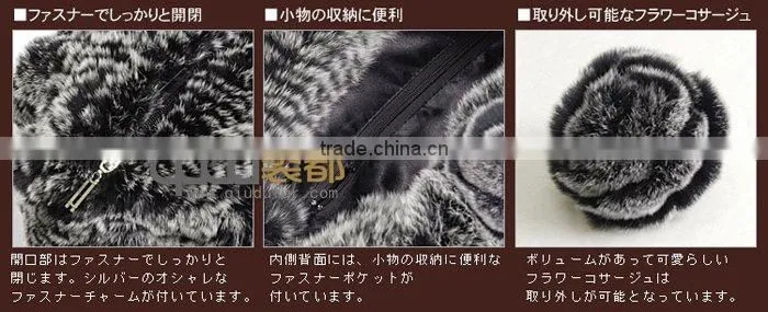 QD-LT8980 Factory Direct Sale Fur Handbag Cute Rex Rabbit Fur Handbag