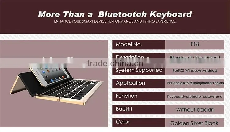 Factory supply Aluminum alloy ABS tablets foldable Bluetooth keyboard for tablets support Win/IOS/Android