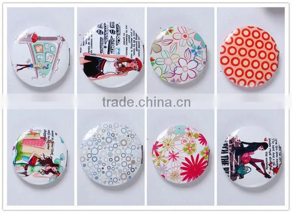 Round shape Aluminum double side foldable promotion travel mirror