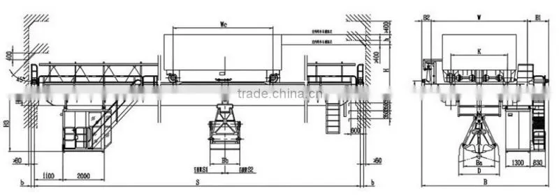 Grab bridge crane used in loading goods port factory workshop power plant