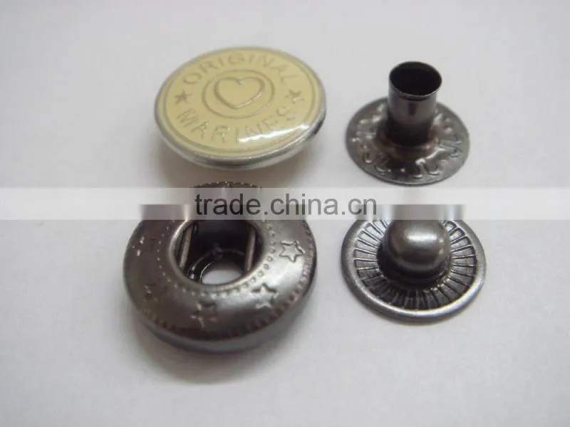 15mm custom make heart metal snap button for garment