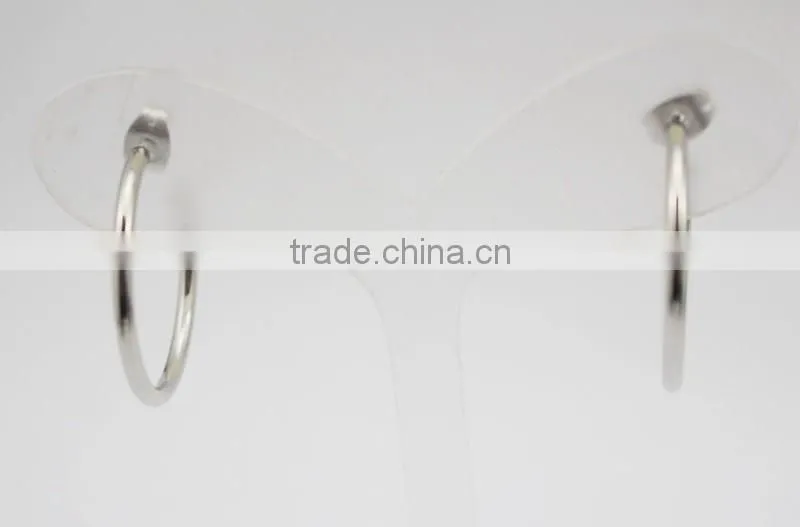 Simple Small Shiny Silver Color Open Circle Stud Earrings