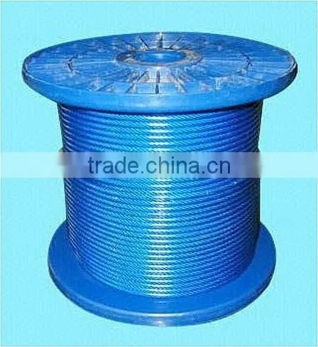 PVC coated Galvanized 1x7,7x7,1x19,6x36,7x19,1x37,7x37 steel wire rope With Dia 2mm,6mm,8mm,10mm,12mm