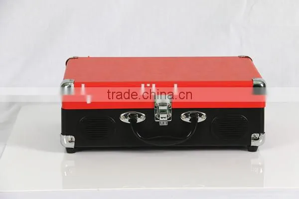 Two color Red /Black Suitcase Record turntable ,portable vinyl turntable player with custom design color or art