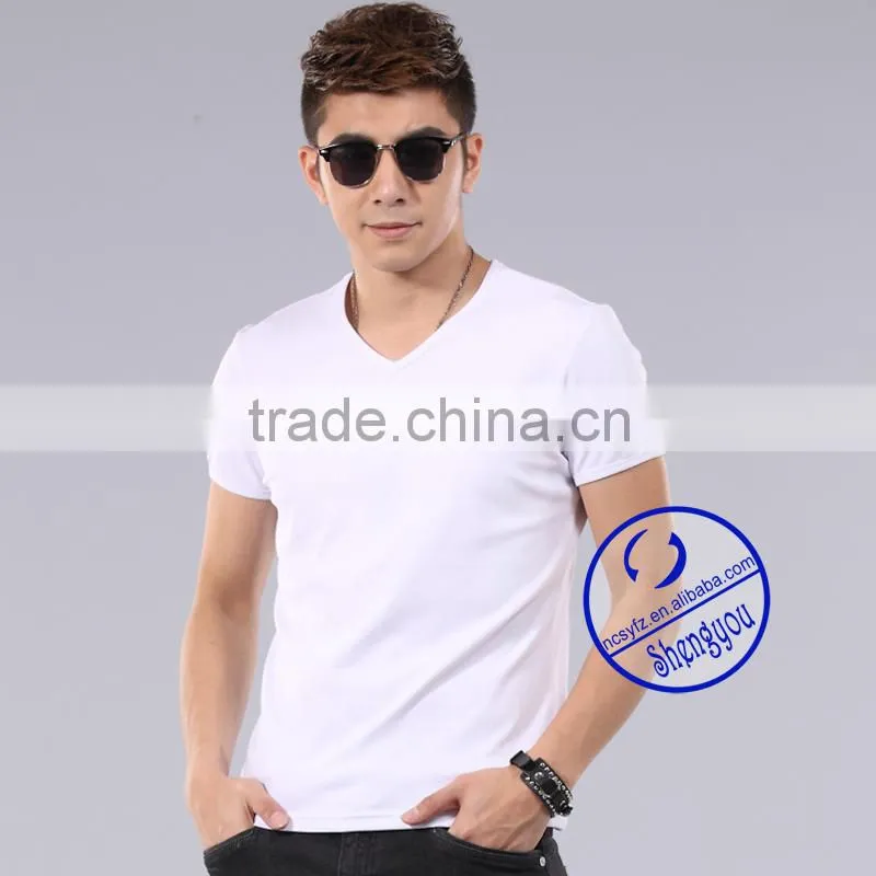 Custom 2015 cheap mens blank v-neck t shirt wholesale china