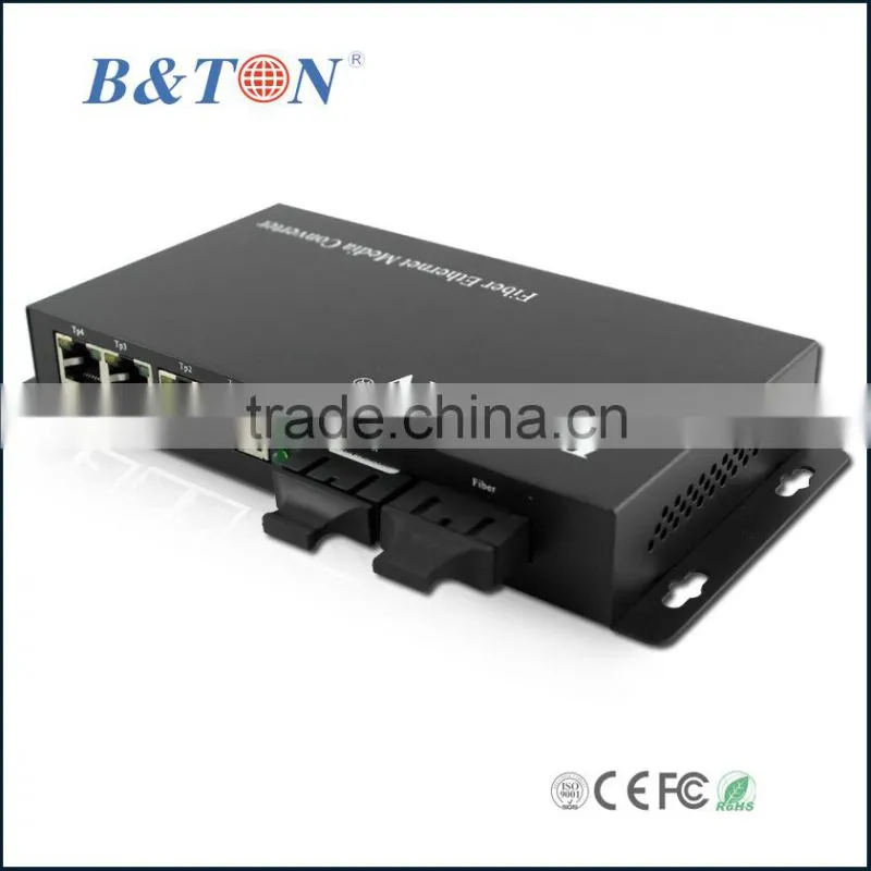 Fiber optical Ethernet switch converter 2 fiber ports and 4 RJ45 ports
