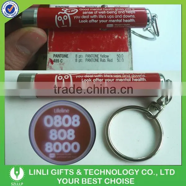 Brand Name Logo Led Light Keyring Projector Torch