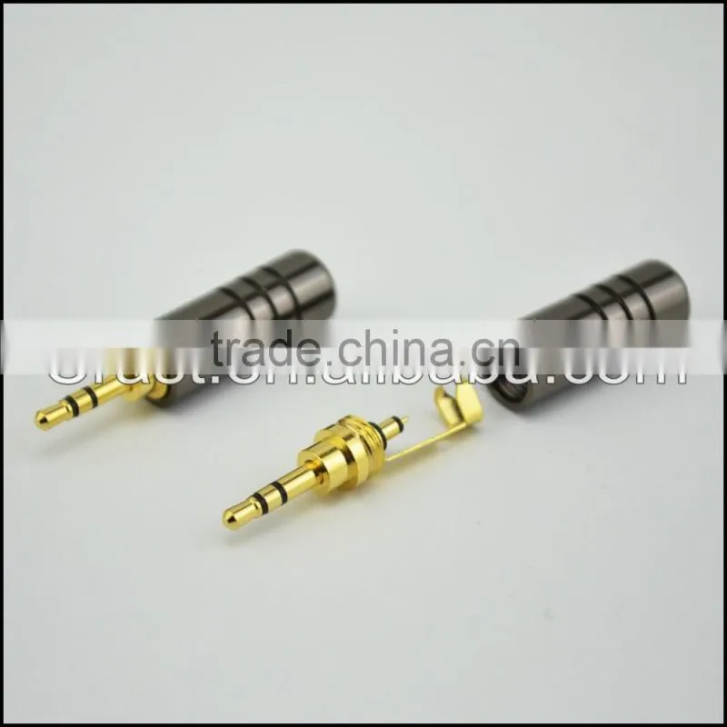 OEM Gold Plated 2.5mm 3 pole headphone plug stereo wire audio and video connectors for DIY jack adapter