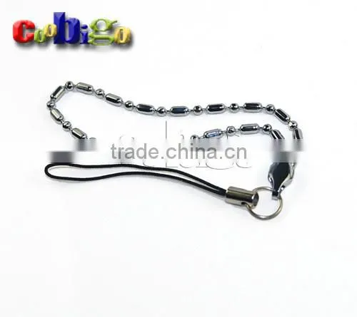 Mobile Cell Phone Strap Lariat Black With Chain Plated (150mm Length) Fit For Toy Keychain Accessories