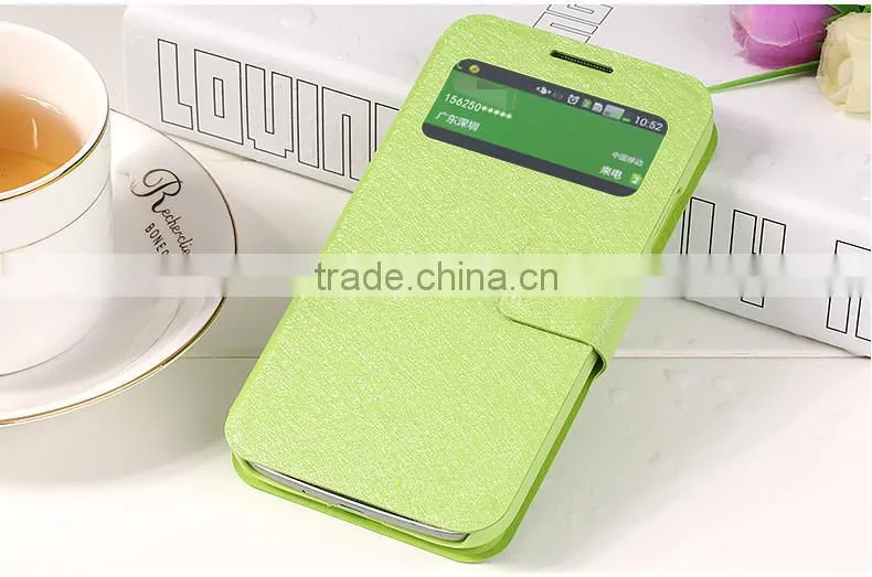 Single Open Window View Design Magnetic Buckle Leather Flip Case For Samsung