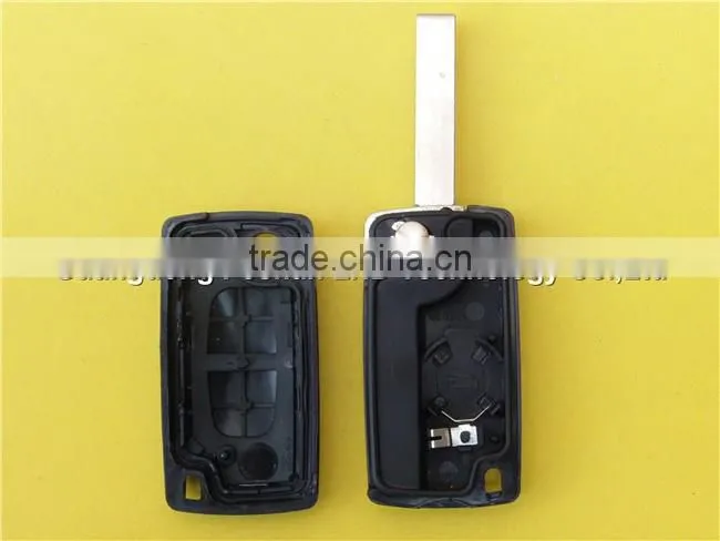2 button flip remote key fob case shell for Peugeot 407 CE0536