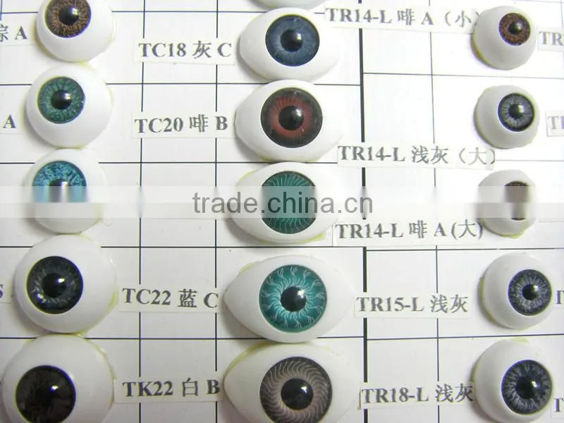 acrylic oval plastic doll eyes with eyelashes