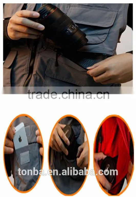 Customized Waterproof Nylon Potography Vest and Camera Vest Jacket-Red