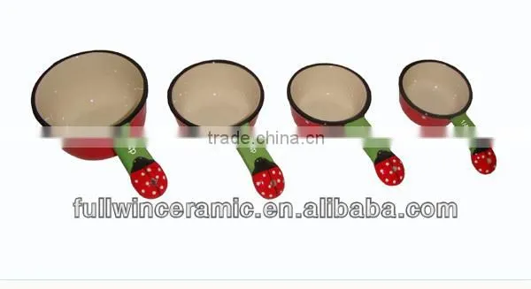 Set of 4 Hand-painted Ceramic Measuring Cups