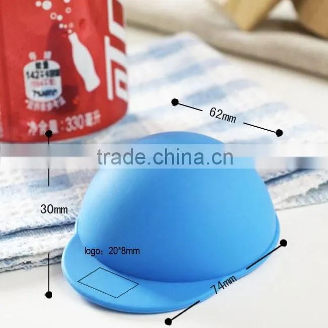 New design hat shape tin can silicone lid