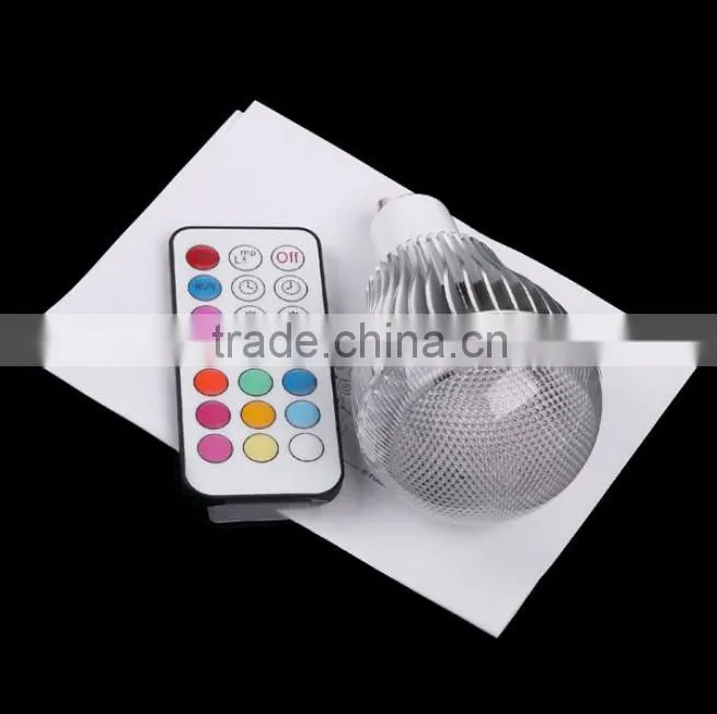 350LM RGB led lighting Colorful 9W B22 /E27/GU10 LED Bulb Lamp with Remote Control