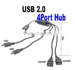 True High-Speed USB 2.0 4-Port Hub Splitter Cable Adapter for Laptop PC(A-225)