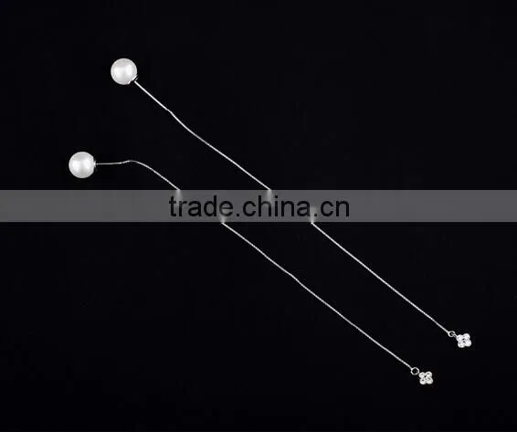 925 stering silver natural freshwater pearl earring ear line
