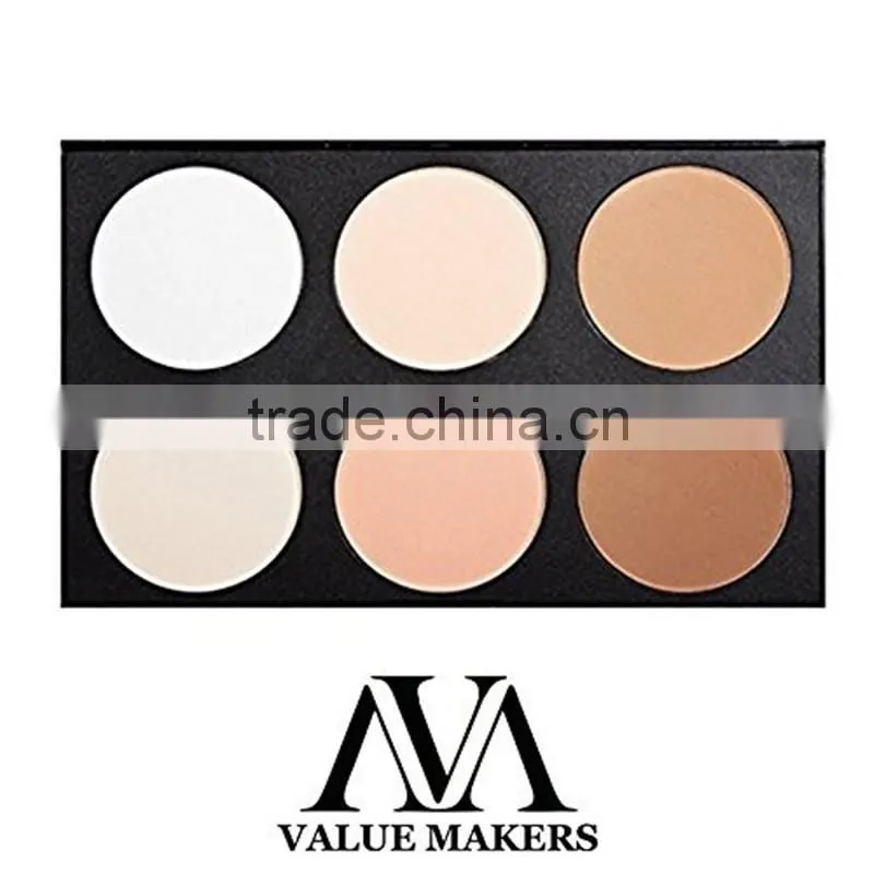 6 colors smothen formula oil control foundation powder forehead ,nose,chin and cheek pressed powder