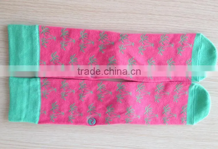 2014 Korean Fashion Hot Teen Girls Pink Leaves Knitting Tube Sock Hosiery