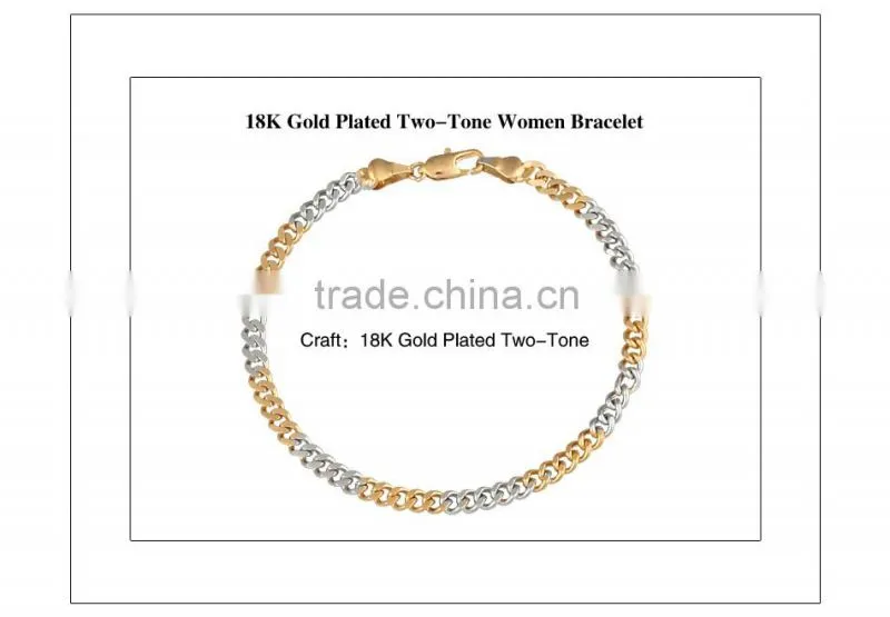 ATHENAA Two Tone Gold Plated Figaro Copper Bike Chain Bracelets