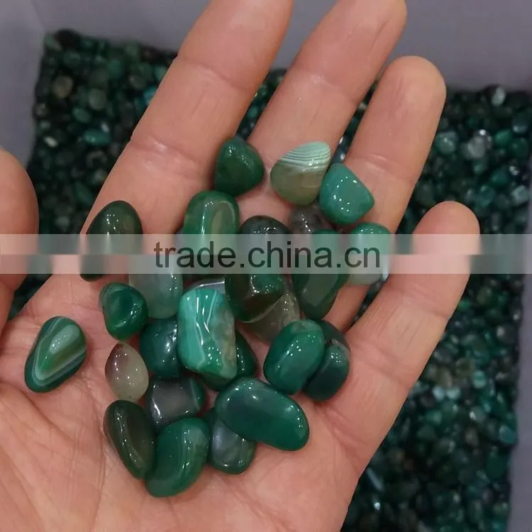 wholesale Natural crystal gravel green agate crushed tumbled stone for home decor
