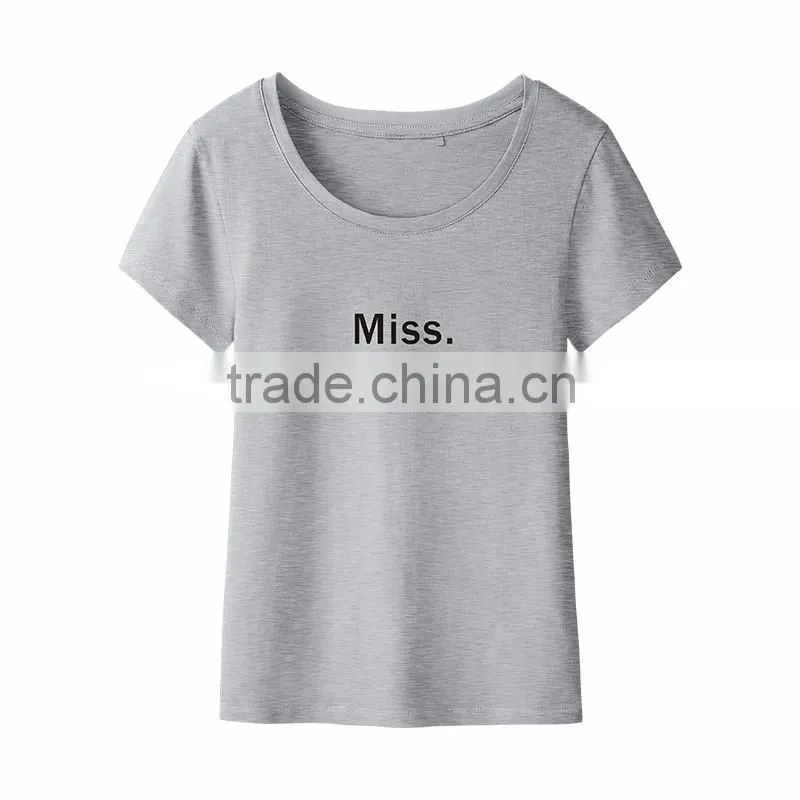fashion short sleeve o-neck collar full-size fancy printing bamboo fiber women T-shirt