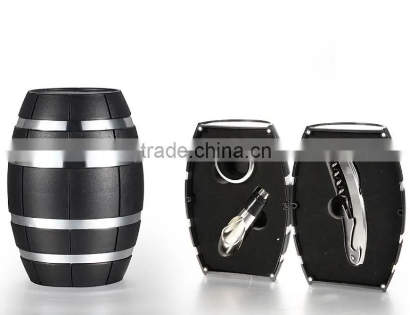 Creative Black Color Novel Wine Bottle Box Wine Stopper Set Accessories for Sale