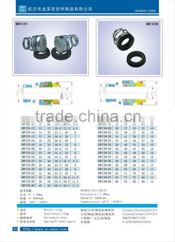 New-designed pump seal mechanical seal HF155 30 made in China with best price& HF1