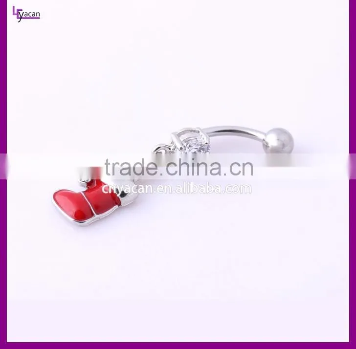Gold Plated Christmas Shoes Dangle Fox Belly Piercing