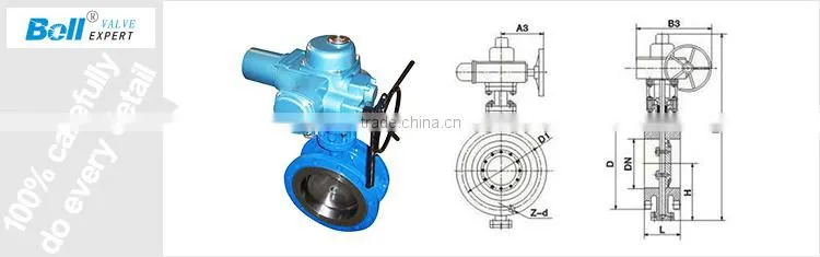 triple-eccentric electric butterfly valve for cement feeding