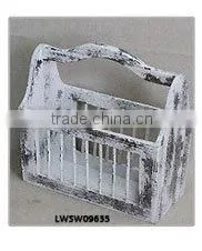 Luckywind distressed antique wine wooden baskets
