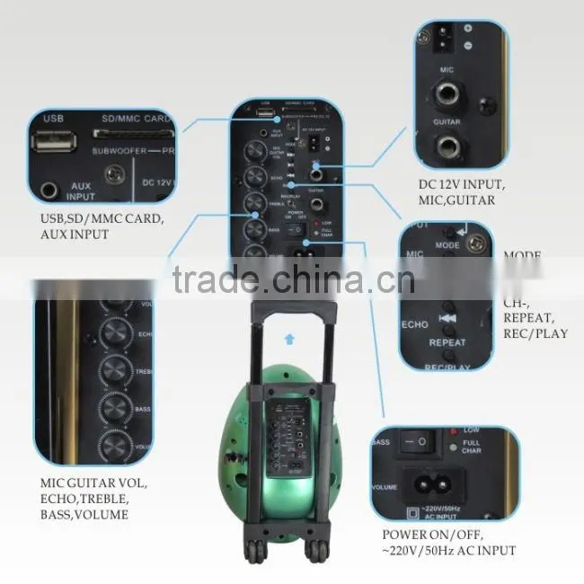 portable speaker with FM radio , Bluetooth, wireless MIC, solar energy portable speaker L-72