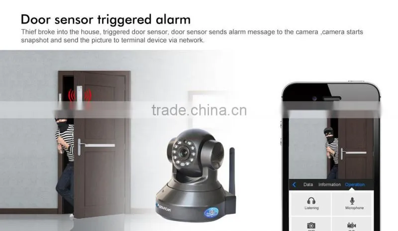 VStarcam 2015 720P ONVIF 2.4 RF433 Dual dBi antenna wifi alarm camera