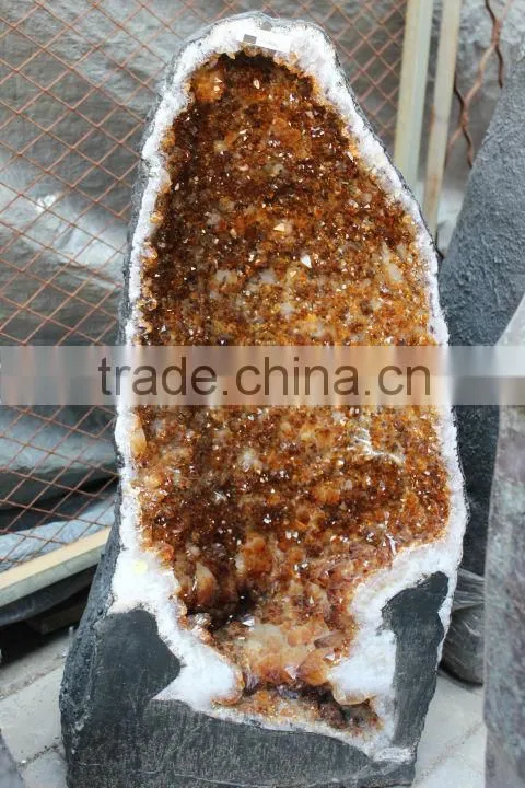 Wholesale Natural Rock Quartz Citrine Crystal Geode for Fengshui
