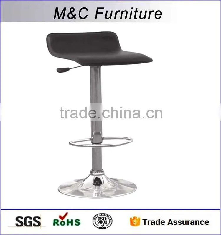 Black hard PU leather height adjustable bar stool