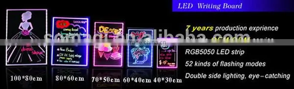 2015 Hot Selling led board for advertising led illuminated writing board