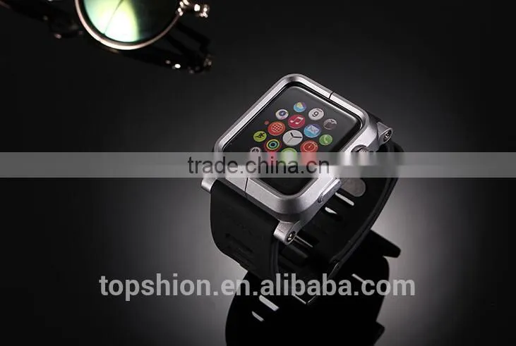 2016 hot new products for Apple watch silicone band wristband strap with aluminum metal case cover