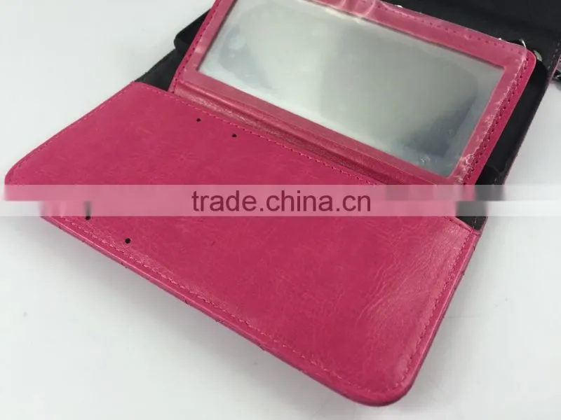 fashion style PU leather wallet case with mirror and card holder for iPhone 6