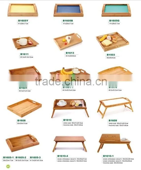 Best selling 3pcs bamboo food serving tray bamboo kitchen tray