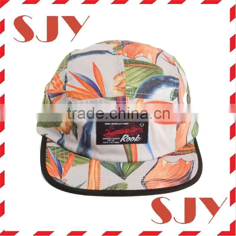 100% cotton fabric five panel fashion golf hat and cap