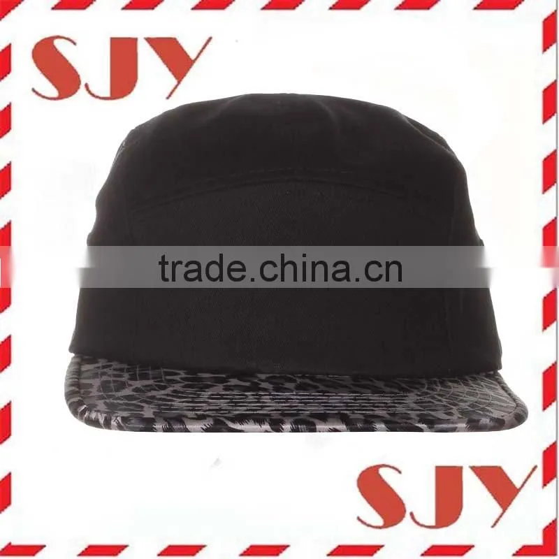 Custom Made Leopart Suede Flat Bill 5 Panel Baseball Cap