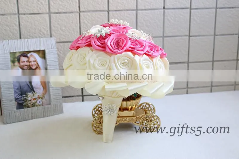 Handmade Lovely pink white rose bride bouquet
