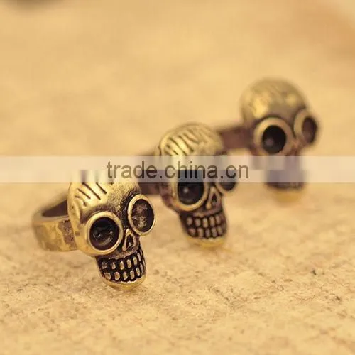 Fashion jewelry dual ring human skeleton wedding rings