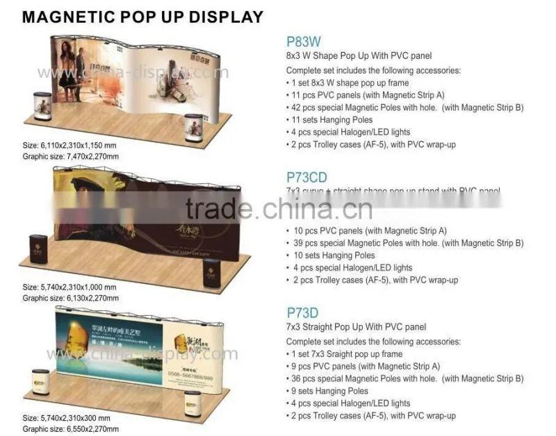Magnetic pop up display pop up frame
