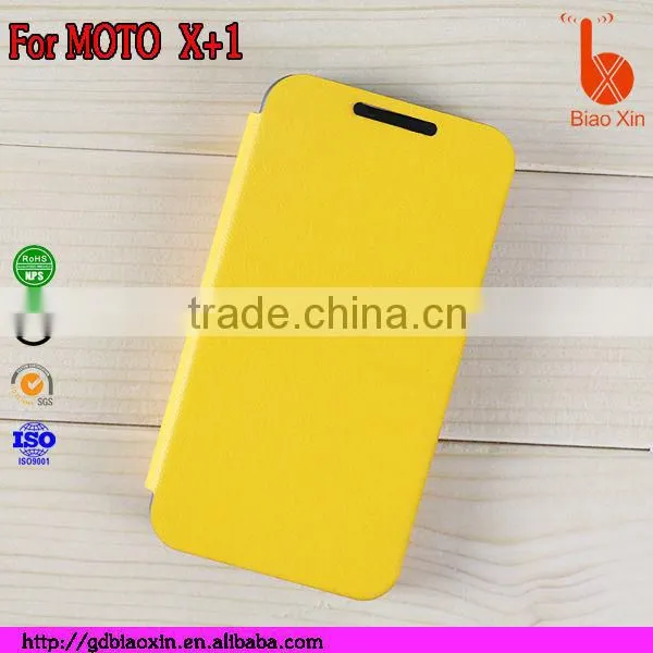 Yellow Hot pressing Leather wallet slot style moile phone case cover for motorola x