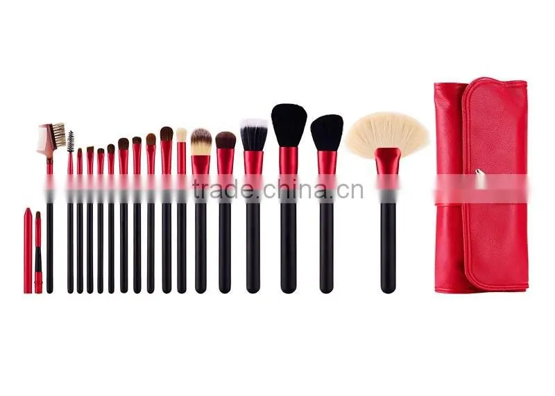 High quality 18pcs red makeup brush set,stock product with factory price