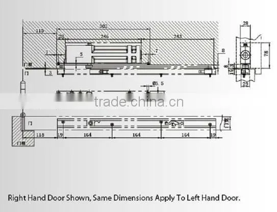 Concealed door closer electric door closers DC402